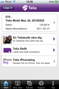 iPhone-app: Mitt Telia
